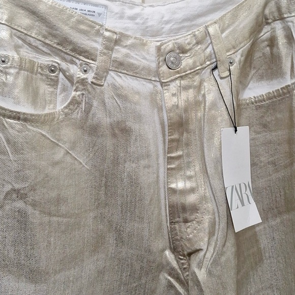 Zara TRF mid waist loose foil Jeans - Picture 8 of 15